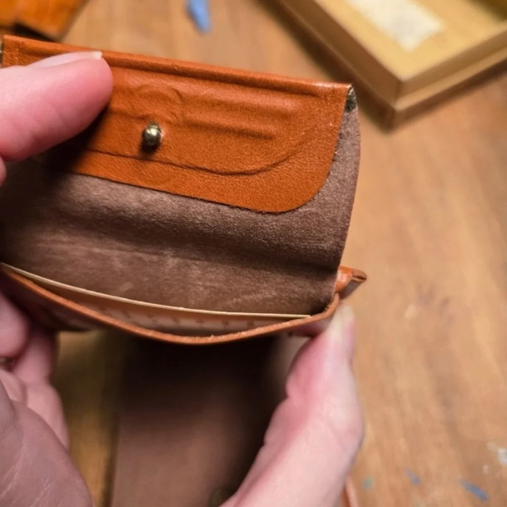 BUXTON Convertible Leather Tan Bifold Wallet‎ Top Grain Cowhide  MCM Vintage